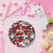 赤と灰色の迷彩、軍隊、陸軍 ペーパープレート (パーティー)