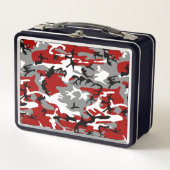 赤と灰色の迷彩、軍隊、陸軍 メタルランチボックス (正面)