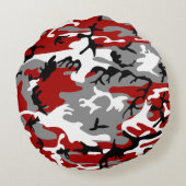 赤と灰色の迷彩、軍隊、陸軍 ラウンドクッション (裏面)