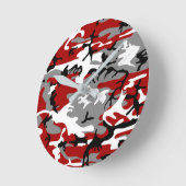 赤と灰色の迷彩、軍隊、陸軍 ラウンド壁時計 (傾斜)
