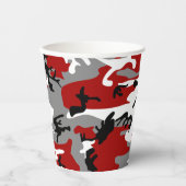 赤と灰色の迷彩、軍隊、陸軍 紙コップ (正面)