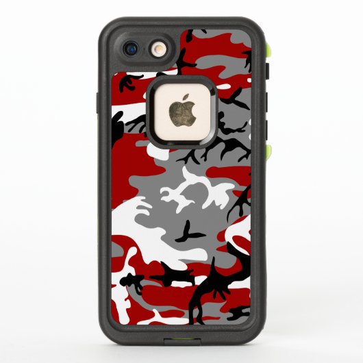 赤と灰色の迷彩、軍隊、陸軍 LifeProof iPhoneケース (裏面)