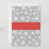 赤と灰色の雪片冬のオンダーランド 招待状 (裏面)