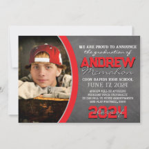 赤と灰色の黒板の卒業発表