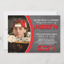 赤と灰色の黒板の卒業発表 招待状