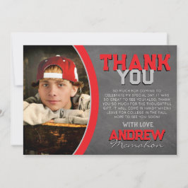 赤と灰色の黒板卒業サンキューカード 招待状