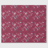 赤と灰色エレガントの葉を作成する ラッピングペーパー (フラット)