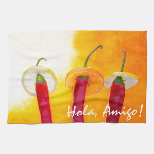 赤と熱とチリ キッチンタオル (横)