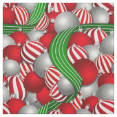 赤と玉のクリスマスパタストライプのーン ファブリック (見本)