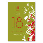 赤と玉の竹葉の二重の幸福結婚の テーブルナンバー (裏面)