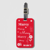 赤と白い花とラゲッカスタマイズジタグ ラゲッジタグ (正面縦)