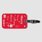 赤と白い花とラゲッカスタマイズジタグ ラゲッジタグ (正面横)