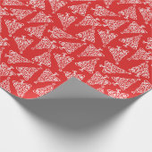 赤と白お洒落クリスマスツリー ラッピングペーパー (角)