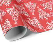 赤と白お洒落クリスマスツリー ラッピングペーパー (ロールコーナー)