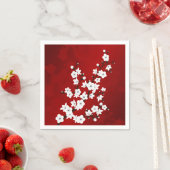 赤と白さくらんぼの花フローラ スタンダードカクテルナプキン (インサイチュ)