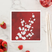 赤と白さくらんぼの花フローラ スタンダードカクテルナプキン (インサイチュ)