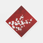 赤と白さくらんぼの花フローラ スタンダードカクテルナプキン (角)