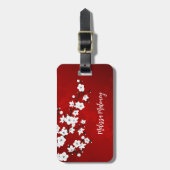 赤と白さくらんぼBlossomフローラ名の追加 ラゲッジタグ (正面縦)