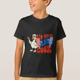 赤と白とガチョウの独立記念日の愛国ガチョウ Tシャツ