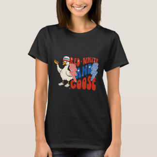 赤と白とガチョウ 7月4日 アメリカ独立記念日 ガチョウ Tシャツ