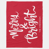 赤と白と明メリーるい名前をカスタムする フリースブランケット (正面)