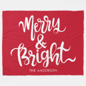 赤と白と明メリーるい名前をカスタムする フリースブランケット (正面(横))