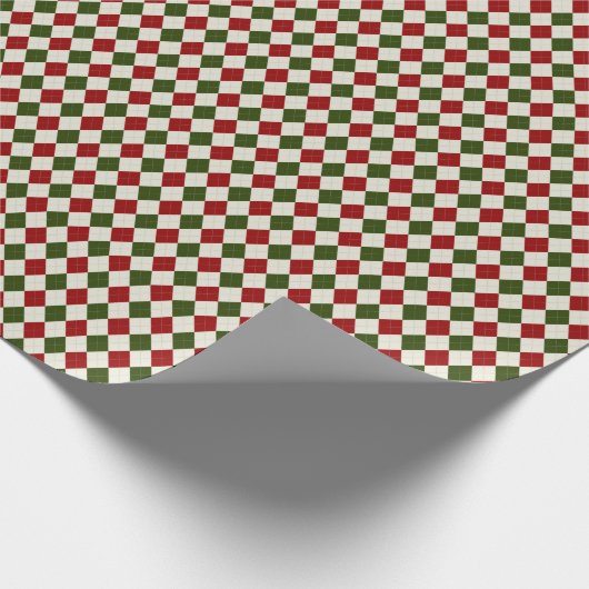 赤と白と緑のプリントアーガイルクリスマス ラッピングペーパー (角)