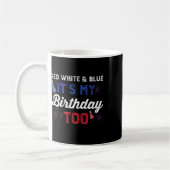 赤と白と青それは女の子の男の子にも私の誕生日である コーヒーマグカップ (左)