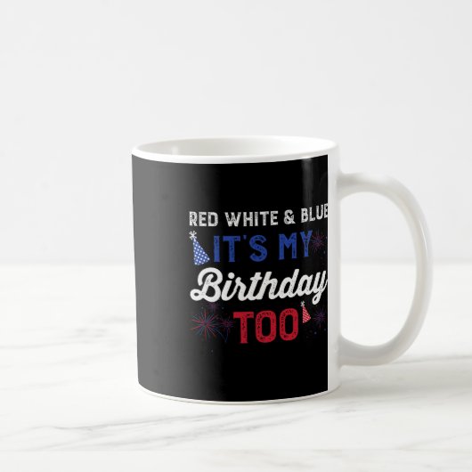 赤と白と青それは女の子の男の子にも私の誕生日である コーヒーマグカップ (右)
