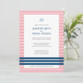 赤と白と青ののストライプ結婚招待 招待状 (スタンド正面)