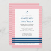 赤と白と青ののストライプ結婚招待 招待状 (正面/裏面)