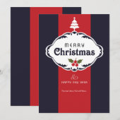 赤と白と青のクリスマスグリーティングカード シーズンカード (正面/裏面)