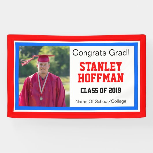 赤と白と青のグラッドワンフォト 横断幕 (横)