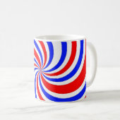 赤と白と青のスワール模様 コーヒーマグカップ (正面右)