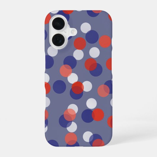 赤と白と青のドット iPhone 16ケース (裏面)