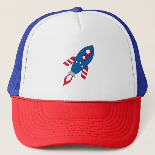赤と白と青のロケット かわいい キャップ (正面)