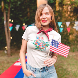 赤と白と青の花 愛国心あふれる7月4日 Tシャツ