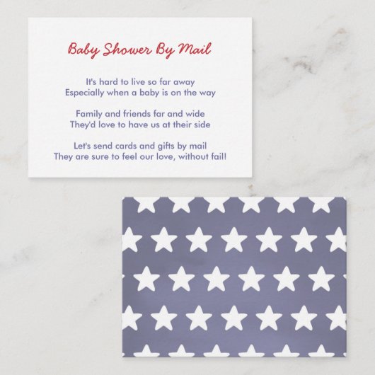 赤と白と青の赤のベビーシャワー（郵便） エンクロージャーカード (正面/裏面)