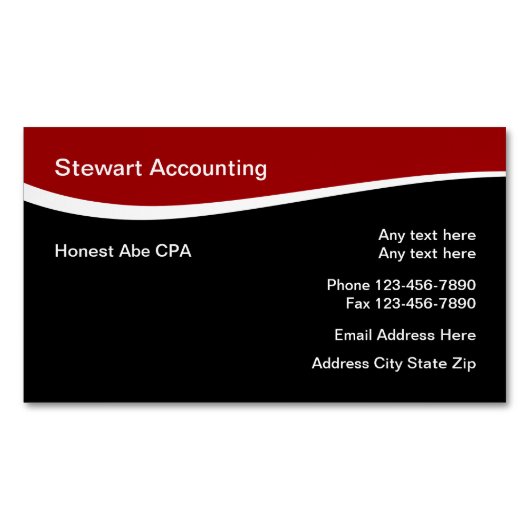 赤と白と黒のアカウトモダンント マグネット名刺 (正面)