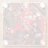 赤と白と黒の注絵画流の効果の流体アート ガラスコースター (裏面)