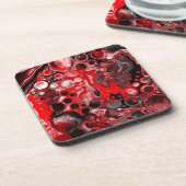 赤と白と黒の注絵画流の効果の流体アート コースター (左側)