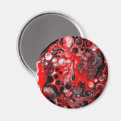 赤と白と黒の注絵画流の効果の流体アート マグネット (正面/裏面)