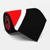 赤と白と黒の背景に白いカナダのメープル ネクタイ (ロール)