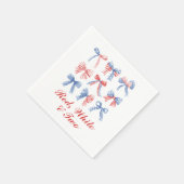 赤と白と2つのリボンの独立記念日の誕生日 スタンダードカクテルナプキン (角)