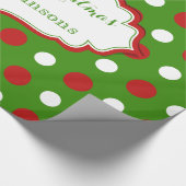 赤と白のおもしろいのクリスマスの水玉模様 ラッピングペーパー (角)