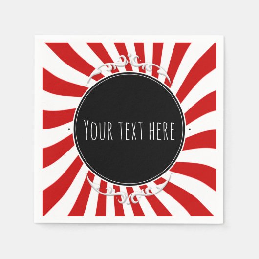 赤と白のお洒落おもしろいストライプパーティー スタンダードカクテルナプキン (正面)