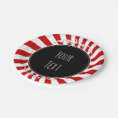 赤と白のお洒落おもしろいストライプパーティー ペーパープレート (アングル)