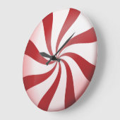 赤と白のはっか菓子の柱時計 ラージ壁時計 (傾斜)