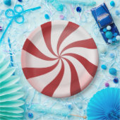 赤と白のはっか菓子の紙皿 ペーパープレート (パーティー)