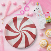 赤と白のはっか菓子の紙皿 ペーパープレート (パーティー)